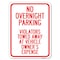 Signmission No Overnight Parking Violators Towed Away at Vehicle Owners Expense, A-1824-23831 A-1824-23831 - alternate 1